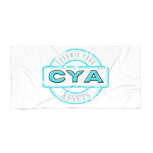 Load image into Gallery viewer, CYA Ceramic Your Assets (cyan) Logo Beach Towel
