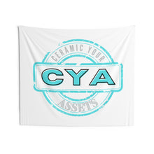 Load image into Gallery viewer, CYA Ceramic Your Assets (cyan) Logo Indoor Wall Tapestries
