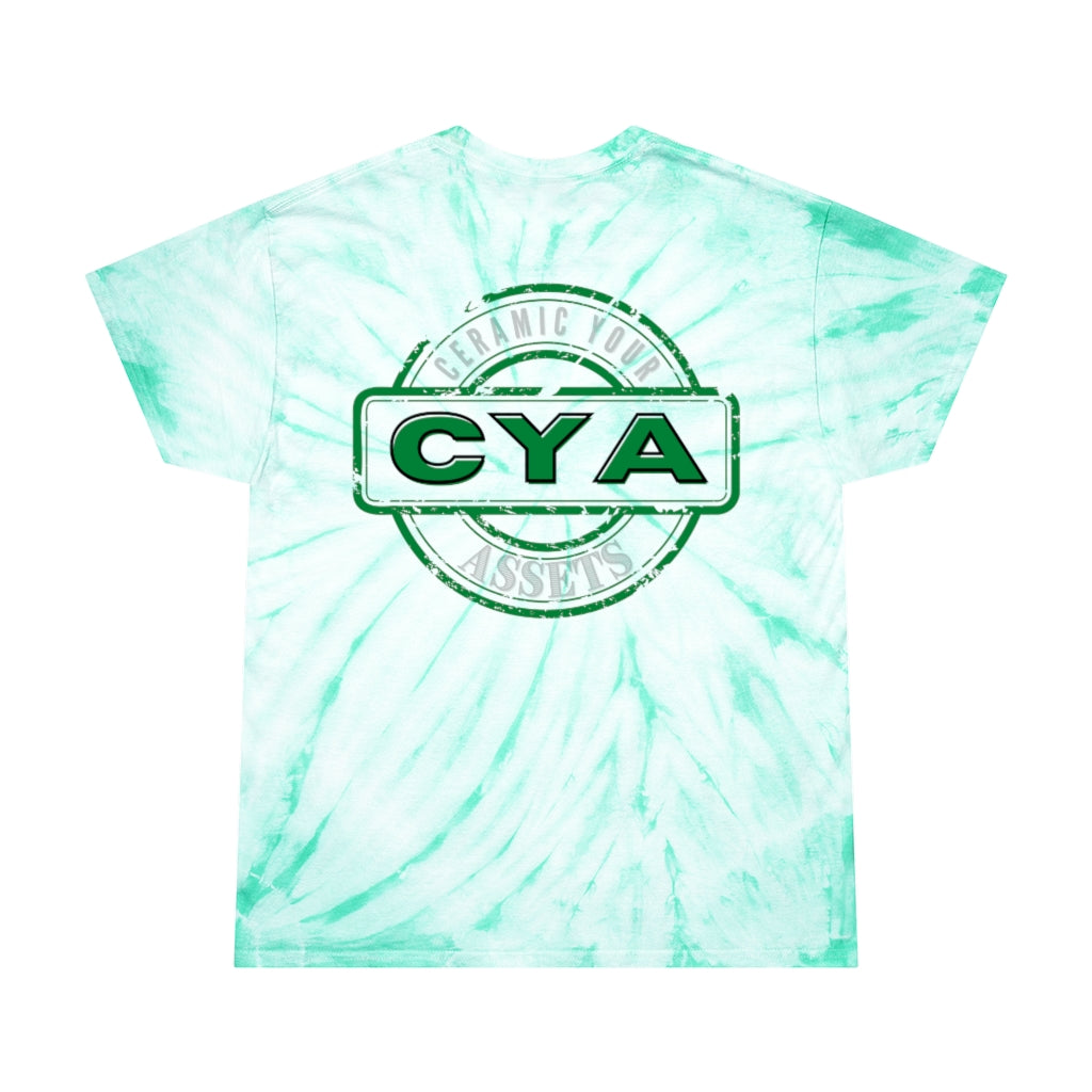 CYA Ceramic Your Assets (dark green) Logo Tie-Dye Tee, Cyclone
