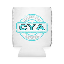 Load image into Gallery viewer, CYA Ceramic Your Assets (cyan) Logo Can Cooler Sleeve
