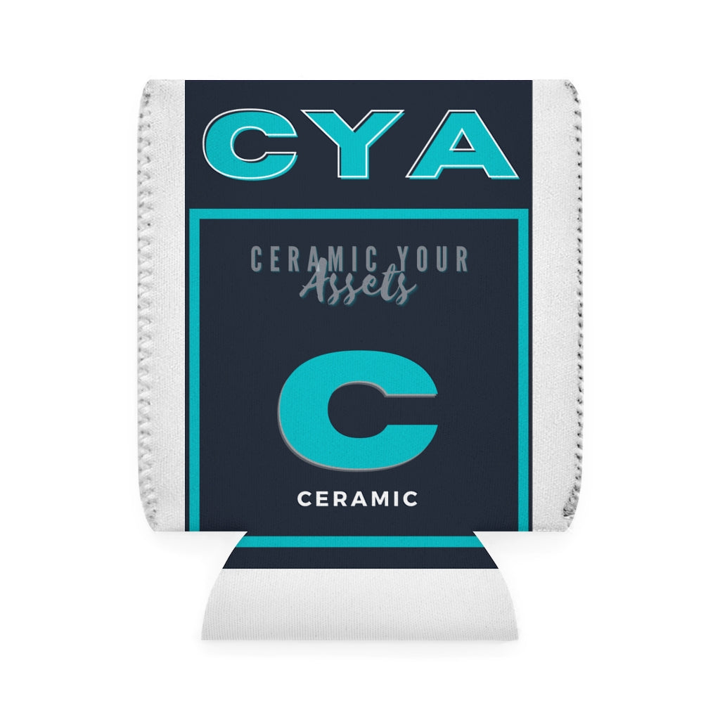 CYA Ceramic Your Assets (cyan) Ceramic Label Can Cooler Sleeve