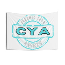 Load image into Gallery viewer, CYA Ceramic Your Assets (cyan) Logo Indoor Wall Tapestries
