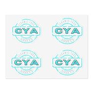 CYA Ceramic Your Assets (cyan) Logo Sticker Sheets