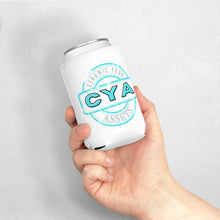 Load image into Gallery viewer, CYA Ceramic Your Assets (cyan) Logo Can Cooler Sleeve
